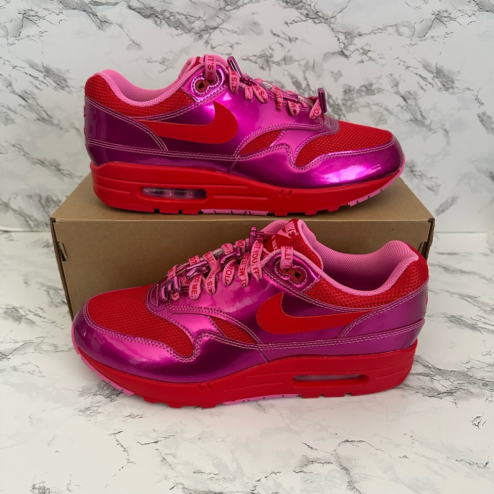 Nike Air Max 1 Premium Valentines Day Pack Pink Athletic Shoes Men’s Size 9.5